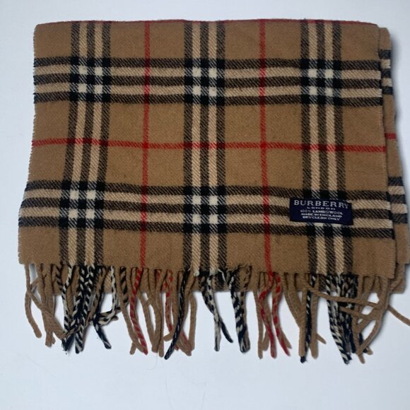 Vintage Burberry London Nova Check 100% Lambs Wool Scarf Made in England 1-Owner - Picture 1 of 5